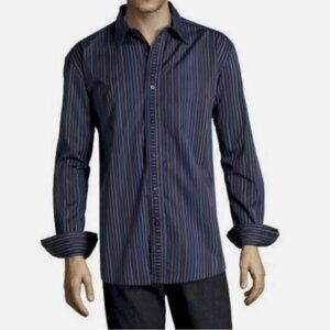 NWOT Zagiri French Connection Jacquard Navy Striped Shirt